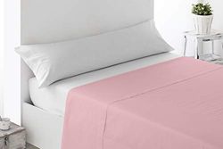 Miracle Home Lençol de cima 270 x 168, algodão 50% poliéster, rosa, cama 135