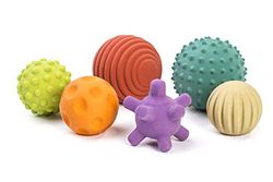 Miniland Sensory Balls - Multicolor para Bebés Hechas de Goma Natural para la Dentición, Textura para Bebés, Mejoran el Desarrollo Sensorial y de Las Habilidades Motoras, Juego de Fácil Agarre