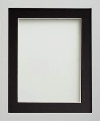 Frame Company Allington White Photo Frame with Black-V Groove Mount, A3 for A4, fitted with perspex