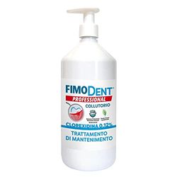 Fimodent enjuague bucal - Clorhexidina 0,12% con SPDD (Sistema de protección de discromia dental) y agradable sabor a menta - Tratamiento antiplaca y antibacteriano prolongado - 1000mL con dosificador