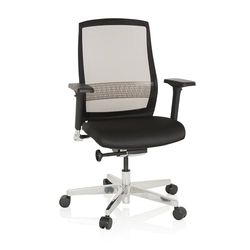 hjh OFFICE 657658 krzesło biurowe FOUNTAINE siatka przezroczysta/materiał do siedzenia czarny ergonomiczne krzesło obrotowe z podpórką lędźwiową