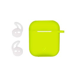Celly Aircase - Custodia per cuffie, Apple, Airpods, silicone, giallo, scatola