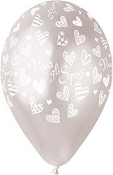 Ciao - 25 bruiloftsballonnen "Viva I Sposi" van natuurlijke latex premium kwaliteit G120 (Ø 33 cm/13") parelwit