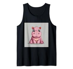 Lindo hipopótamo de Dibujos Animados hipopótamo Chibi Lindo Camiseta sin Mangas