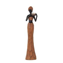 FIGURA RESINA AFRICANA MARRÓN 8X5X31CM