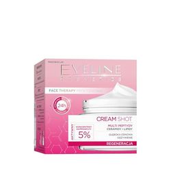 Eveline Cosmetics Crème régénérante avec 5% de concentré réparateur pour peaux sèches et vieillissantes - Peptides biomimétiques, céramides, huiles naturelles - Soin de jour et de nuit