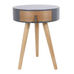 HOME DECO FACTORY Nora Grijs 34,5 x 34,5 x 47 cm meubels nachtkastje bed slaapkamer hout MDF 35 x 35 x 46,5 cm