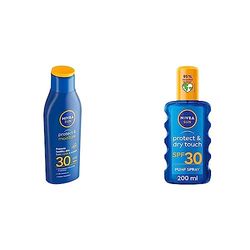 NIVEA SUN Protect & Moisture Sun Lotion & Dry Touch Sun Spray SPF 30 (200ml), Water-Resistant, 2 Pack