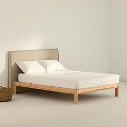 BELUM | Set di lenzuola in raso 300 fili per letto da 180 - piano 260 x 270 cm - lenzuolo sotto 180 x 200 cm + 35 cm soffietto federa 48 x 110 2 pezzi, modello: White