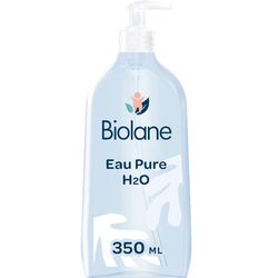 BIOLANE - Czysta woda H2O - Nowe opakowanie - środek do czyszczenia twarzy, ciała i fotelika dla dziecka - bez spłukiwania - 1 butelka z pompką 350ml - Wyprodukowano we Francji