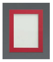 Frame Company Watson Grey Picture Photo Frame fitted with Perspex, 8x8 inch with Red Mount for image size 5x5 inch