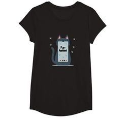 Asistente de ronroneo: Lindo diseño de teléfono Inteligente de Gato para Amantes de Las Camiseta, Niñas, Negro, Grande