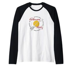 CARBONARA RULEZ Ricetta Spaghetti Pasta Cucina Italia Maglia con Maniche Raglan