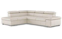 CAVADORE Coin, Cuir Métal Bois d'ingénierie Polyuréthane, Blanc Pur (Dos en Tissu), Ottomane Links