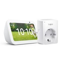 Echo Show 5 (3ª generazione) | Bianco + TP-Link Tapo Presa intelligente, compatibile con Alexa - Kit di base per Casa Intelligente