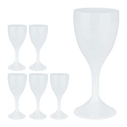 Relaxdays Copas Vino Plástico, Set de 6, Irrompibles y Libres de BPA, 250 ml, Reutilizables, Vasos Camping, Blanco