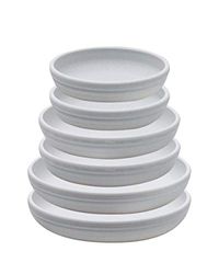 SAROSORA Rund plastblomfat droppbricka uppsättning med 6 för inomhus utomhus hem trädgård blomväxt behållare blomkruka pallar ((14 + 17 + 20 cm) x 2, vitgrå)