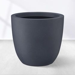 Kante Stora betongplanterare, utomhus inomhus moderna runda växtkrukor, lätta, väderbeständiga, sömlösa med dräneringshål, mörkgrå, 45 cm B