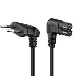 Goobay 56588 Cable de alimentación Euro acodado en Ambos Lados; Enchufe Euro Negro (Tipo C, CEE 7/16) > Toma de Aparato C7, Compatible con TV Samsung, LG, Philips, ps4 etc. / 0,5 m