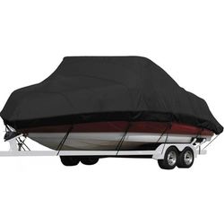 Seamander Trailerable Runabout Housse de Bateau pour Bateau de pêche avec Coque en V et Triple Coque, Bateaux de pêche de Style Pro, Taille complète, Noir, Compatible avec Les poutres de 7 à 7,3 m de