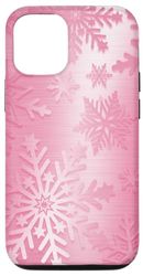 Custodia per iPhone 13 Fiocco di neve Rosa gradiente sfondo Rosa Natale