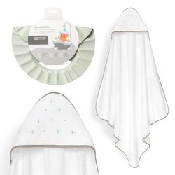 Interbaby - Mantello da bagno per bambini + berretto regolabile | Asciugamano con cappuccio 100% cotone, unisex, morbido, asciugatura rapida, ideale per neonati, neonati e bambini piccoli, motivo