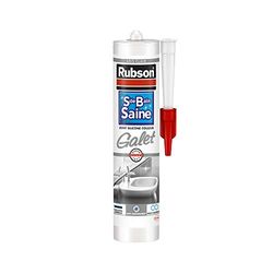 Rubson Mastic Salle de bain Saine Couleur Galet, Joint silicone multi-matériaux renforcé en antifongiques, mastic sanitaire coloré, souple & étanche, 280 ml