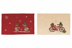 Xmas Set van 2 placemats fietsdecoratie 45 x 30 cm van polyester