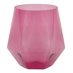 Unique 26217 - Herbruikbaar Diamantvormig Stemloos Plastic Wijnglas - 355 ml - Modern Goud en Paars Feest - 1 Stuk (Pak van 1)