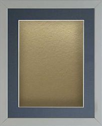 Frame Company Radcliffe Grey 24x18 with Gold BB and Dark Blue Mount for 18x12