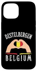 Belgium Flag Heart Destelbergen City Custodia per iPhone 15