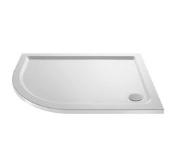 VeeBath Offset Quadrant Shower Tray 1200x800mm, Stone Resin Tray for Shower Enclosure, Glass Door Bathroom- Left Hand, White