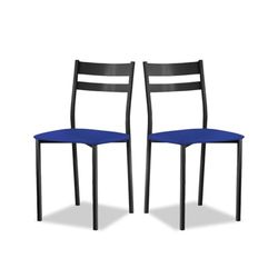 ASTIMESA Silla de Cocina Metálica con Respaldo Abierto, Azul, 38 cm x 45 cm x 40 cm