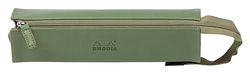 Clairefontaine ES RHODIA 319031C – Estuche de plumier Rhodiarama Salvia – 23 x 5 x 5 cm – Apertura plana para uso como plumero – piel sintética – Almacenamiento de bolígrafos, lápices y rotuladores