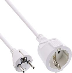 InLine - Cable alargador (con protección para niños, Macho-Hembra, 3 m), Color Blanco