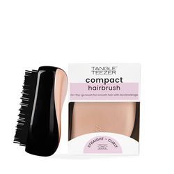 Tangle Teezer | The Compact Styler Detangling Hairbrush | Travel-Friendly with Protective Cover & Two-Tiered Teeth Design | Perfect for Wet, Dry & Flyaway Hair | Black/Rose Gold