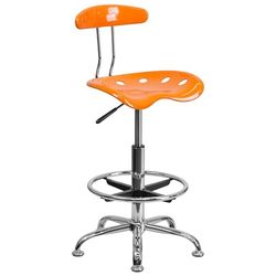 Flash Furniture Tabouret de Dessin Bradley de, Orange Vif et Chrome, avec siège pour Tracteur