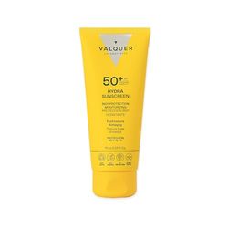 Valquer Protector Solar Crema Facial SPF 50 Hydra Sunscreen, Hidratante y Antiedad. Protección 360 Contra Rayos UVA y UVB Para Todo Tipo de Piel. Con Ácido Hialurónico y Textura Sedosa. Vegano. 75 ml.