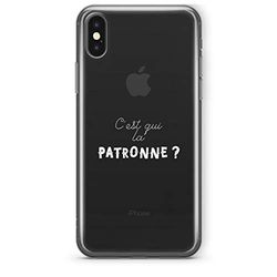 Zokko Beschermhoes voor iPhone XS Max C'est Qui la la Patronne? – zacht, transparant, witte inkt