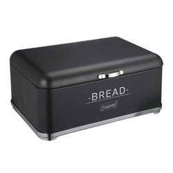 Florsol - Contenitore per il pane da cucina, in acciaio bianco e nero, colore: bianco e nero (nero)