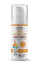 Wooden Spoon Protector Solar Orgánico Bebé y Familia SPF 30 – 100% Natural, Zinc Invisible, Sin Rastro Blanco, Hipoalergénico, Vegano, Resistente al Agua – 50 ml