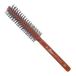 The Shave Factory Wooden Brush Series - Round static free round brush made of wood (Brown, Model-29)