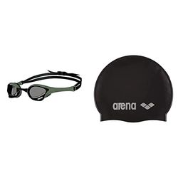 ARENA Cobra Ultra Swipe, Mascherina Unisex-Adulto, Fumo-Esercito-Nero, Taglia Unica & Classic Silicone, Cuffia Unisex Adulto, Nero (Black-Silver), Taglia Unica