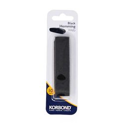KORBOND Cinta de dobladillo de 10 m, color negro, 10 m x 2 cm, para proyectos de dobladillo, unión y manualidades, no requiere costura, ideal para dobladillos, pantalones, jeans, pantalones de