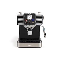 Livoo DOD174N Espressomachine, 15 bar, thermoblok-verwarmingstoestel, stoommondstuk voor cappucino, warme melk, retro look, zwart, 1350 W