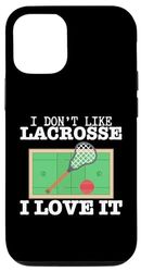 Coque pour iPhone 14 Joueur de crosse amusant I Love Lacrosse