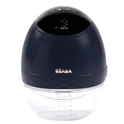 BÉABA, Elektrisk mjölkdäck handsfree, lätt, kompakt, 3 lägen, 9 nivåer, 0 vågor, tyst, stor kapacitet 180 ml, timer, minnesfunktion, 6 sessioner, USB C-laddning, nattblå