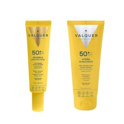 Valquer Pack Protezione solare viso, siero invisibile 40 ml e crema Hydra Sunscreen 75 ml. SPF 50+ Protezione 360, Idratante Antietà Senza Residui e Resistente all'acqua per tutti i tipi di pelle