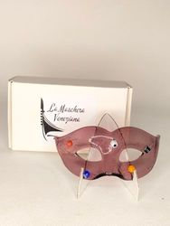 Maschera Veneziana in Vetro Di Murano colorato con Murrine Artigianato Veneziano (S, Rosa antico)