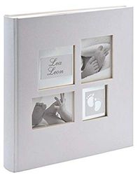 walther design fotoalbum grijs 28 x 30,5 cm Babyalbum met omslaguitsparing en reliëf, Baby Little Foot UK-172